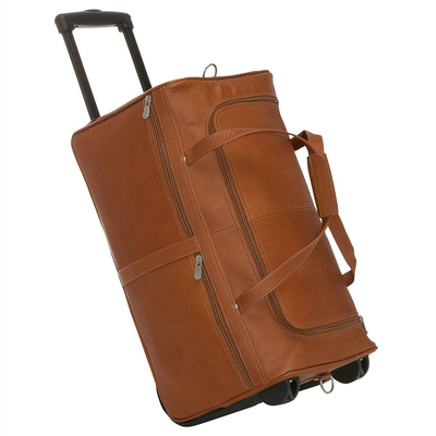 acheter 24 pouces de cuir authentique duffel Voyage de nuit week-end sac en cuir Téléscopie poignée de chariot online manufacture