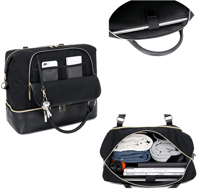 Sacs de voyage en cuir pour hommes et femmes avec manche de chariot 17.3x14.5x8.3