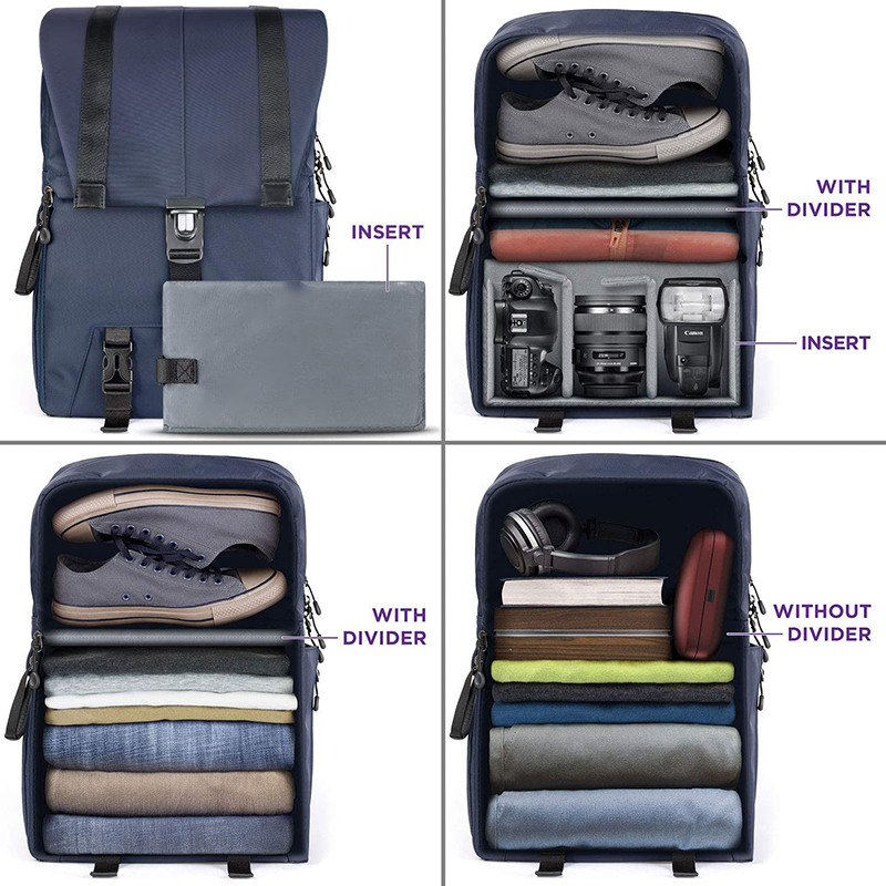 Sac à dos de voyage personnalisé résistant à l'eau gros ordinateur portable et caméra DSLR