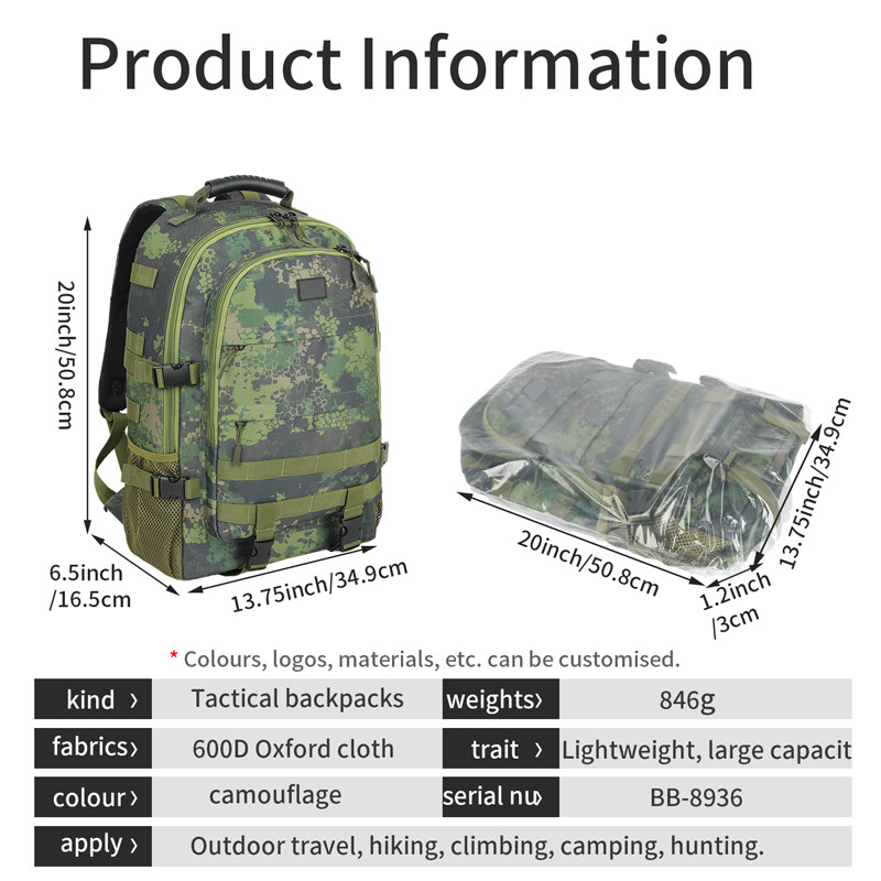 Sac à dos tactique militaire à main avec épaule pour hommes