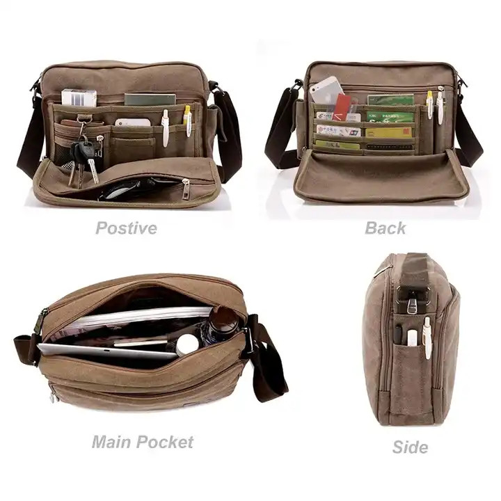 Portatif en toile offset imprimé sac de messagerie crossbody pour femmes 13,8 x 4 x 10,8 pouces