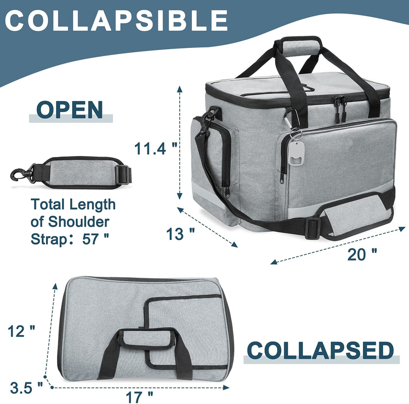 Sac de refroidisseur à rouleaux isolés en argent blanc avec fermeture à glissière