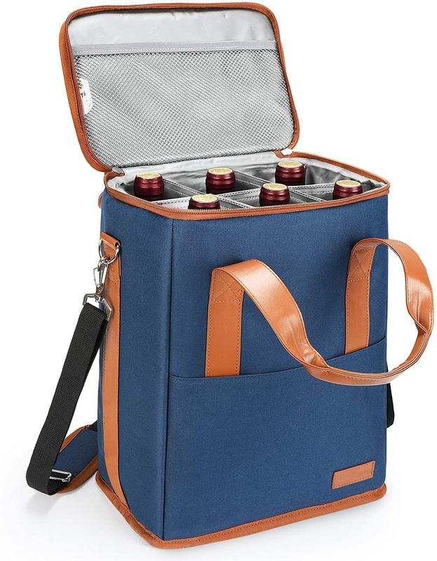 Xl sac de refroidisseur isolé personnalisé pour l'épicerie 6 bouteilles de vin 8.6X7.1X12.5 