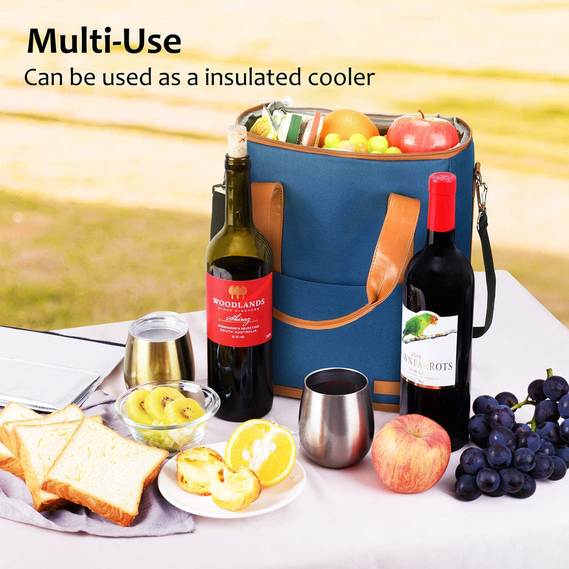 Xl sac de refroidisseur isolé personnalisé pour l'épicerie 6 bouteilles de vin 8.6X7.1X12.5 