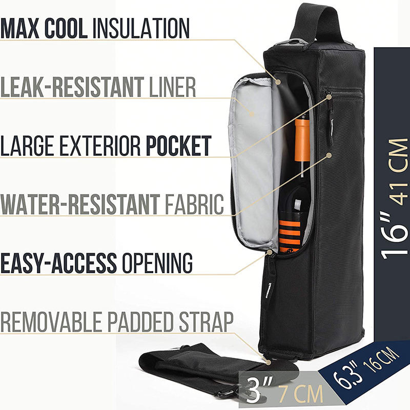 Sac à eau isolée pour refroidisseur de vin Logo personnalisé Portable Souple 6 Canes Golf 6.3x3x16 pouces
