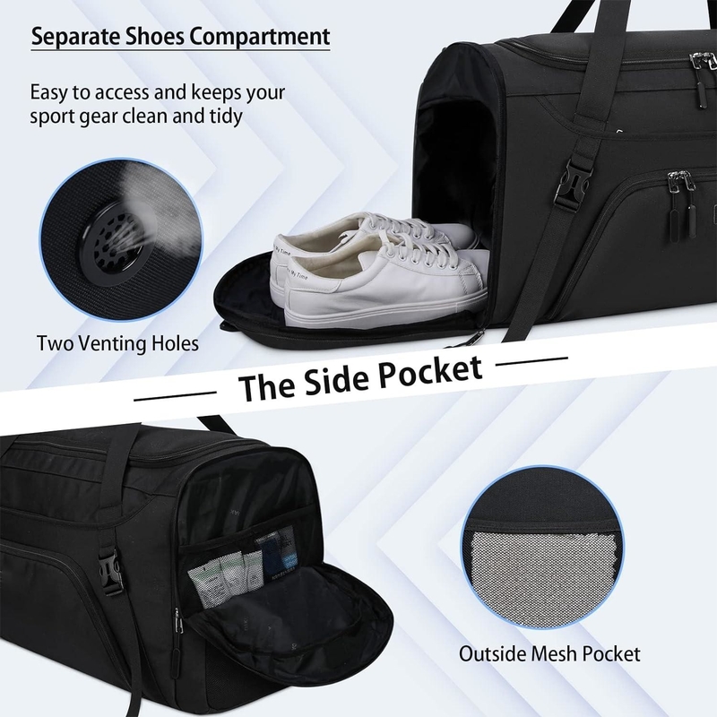Sac de voyage imperméable à l' eau de toilette de grande taille de 40L avec poche et compartiment pour chaussures