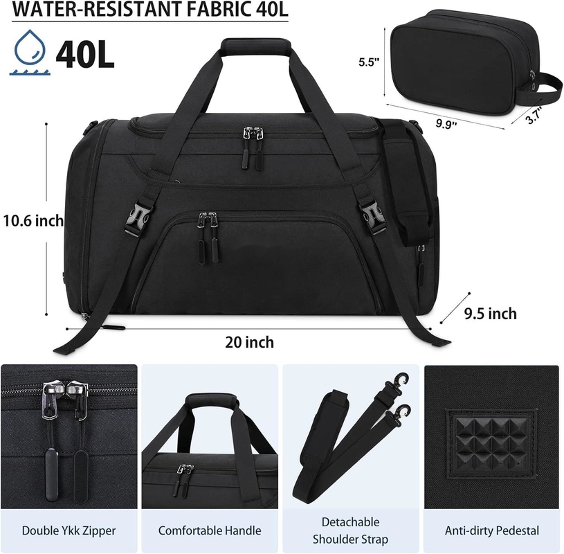 Sac de voyage imperméable à l' eau de toilette de grande taille de 40L avec poche et compartiment pour chaussures