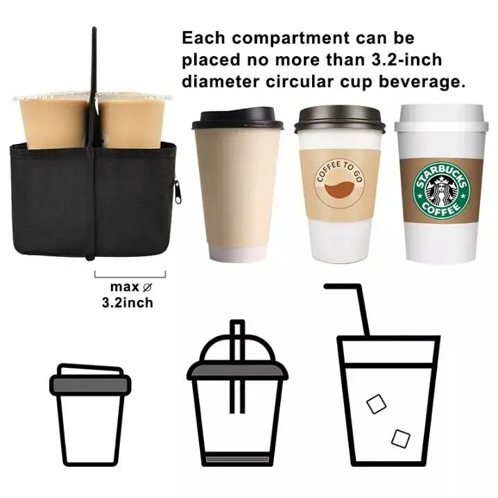 Sac de livraison de café portable, manches de tasse de café personnalisées.
