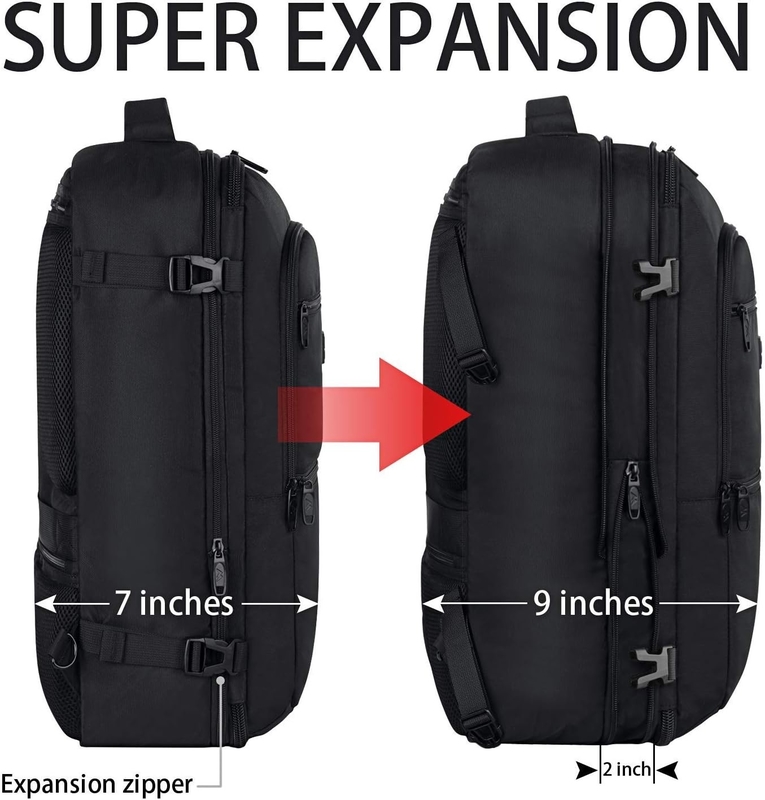 Black 40L élargi sac à bagages à main vol approuvé sac de voyage en plein air