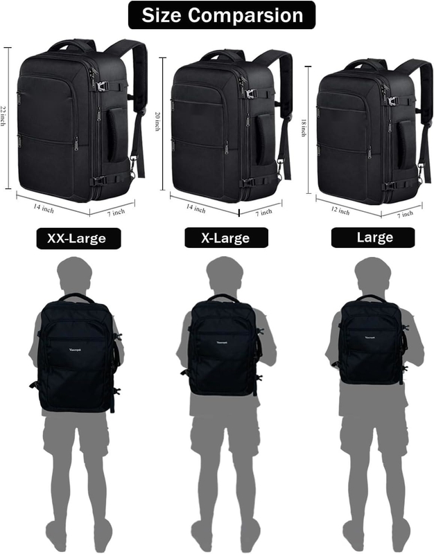 Black 40L élargi sac à bagages à main vol approuvé sac de voyage en plein air