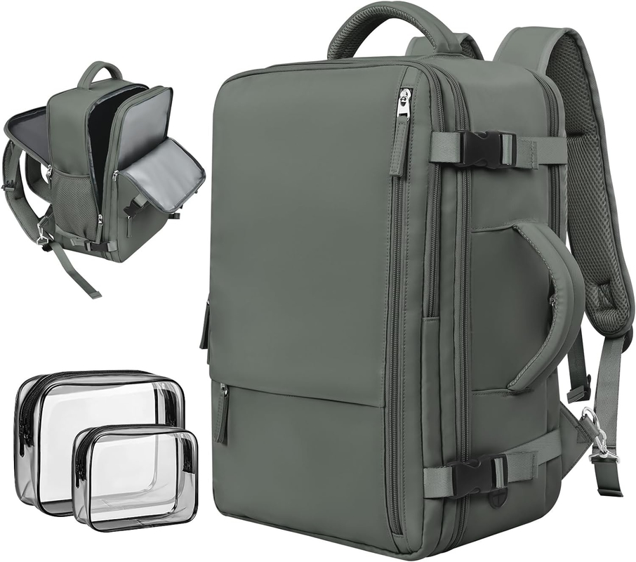 Sac à bagages de transport occasionnel sac de voyage à dos vert olive avec port de recharge USB