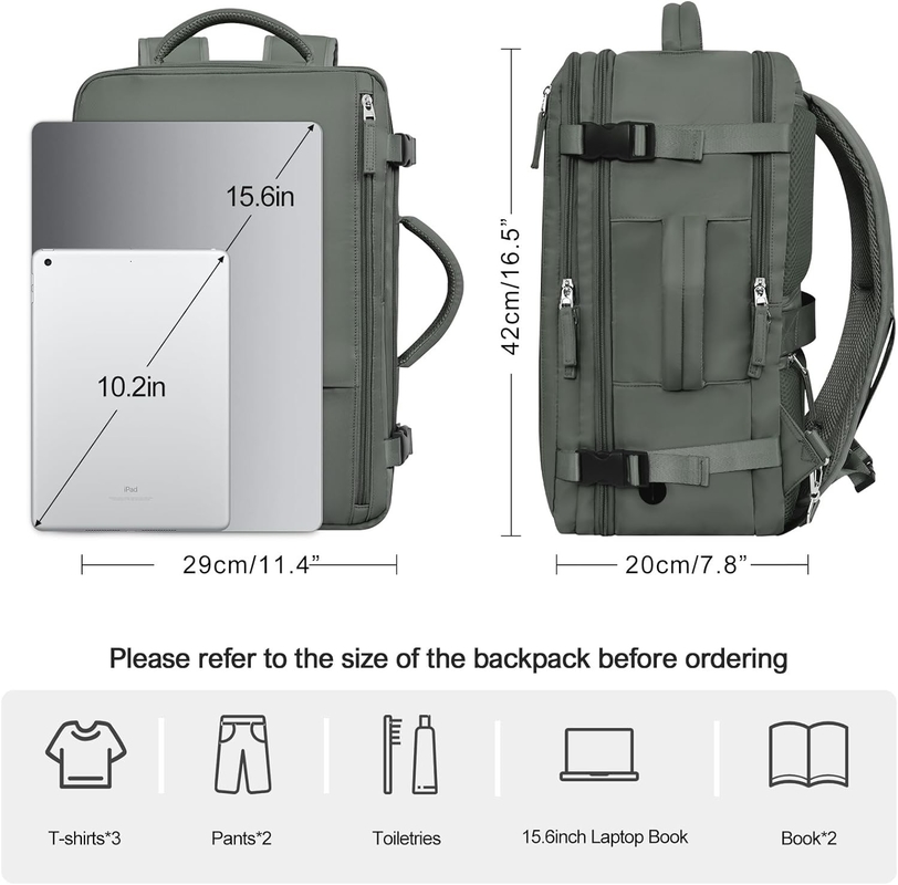 Sac à bagages de transport occasionnel sac de voyage à dos vert olive avec port de recharge USB