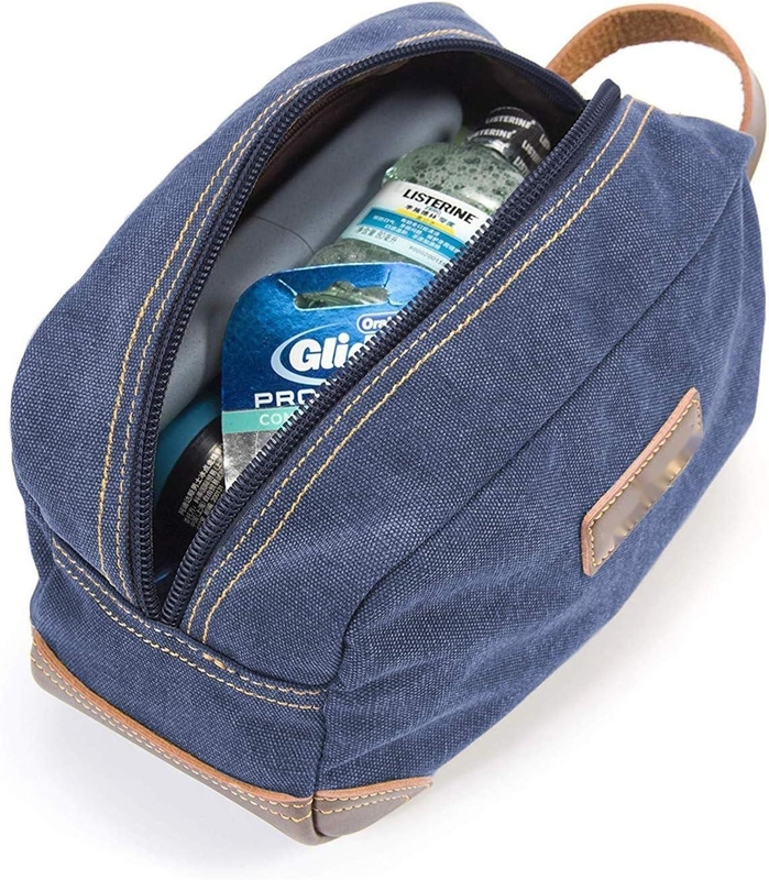 Sacs de voyage pour hommes, en cuir bleu et toilette