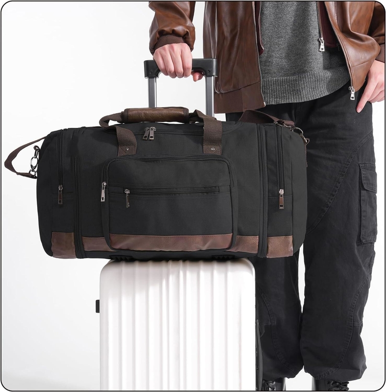 Sacs de voyage en toile de grande capacité Hommes Femmes Sacs de voyage à dos à main Avec fermeture à glissière YKK