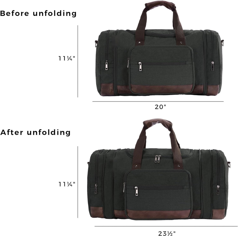 Sacs de voyage en toile de grande capacité Hommes Femmes Sacs de voyage à dos à main Avec fermeture à glissière YKK