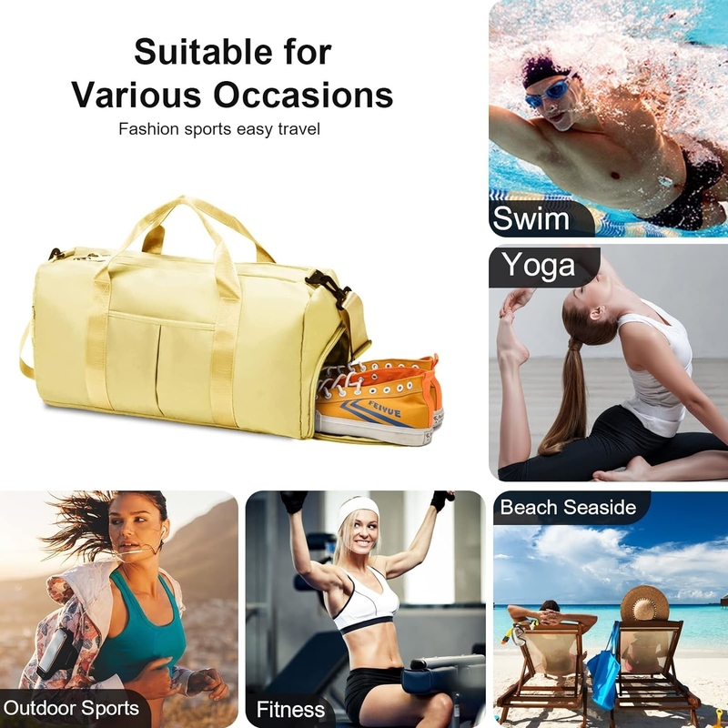 Yoga Gym Sports en plein air Week-end Nuit Sac de voyage Couleur jaune clair Taille grande
