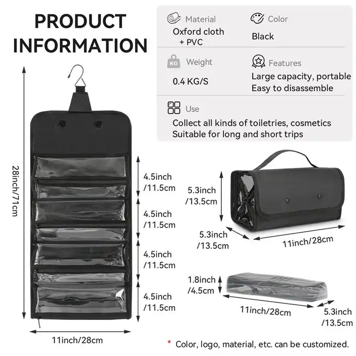 Sac de lavage suspendu en PVC élégant 28*13,5*13,5 cm Pour les toilettes pour hommes