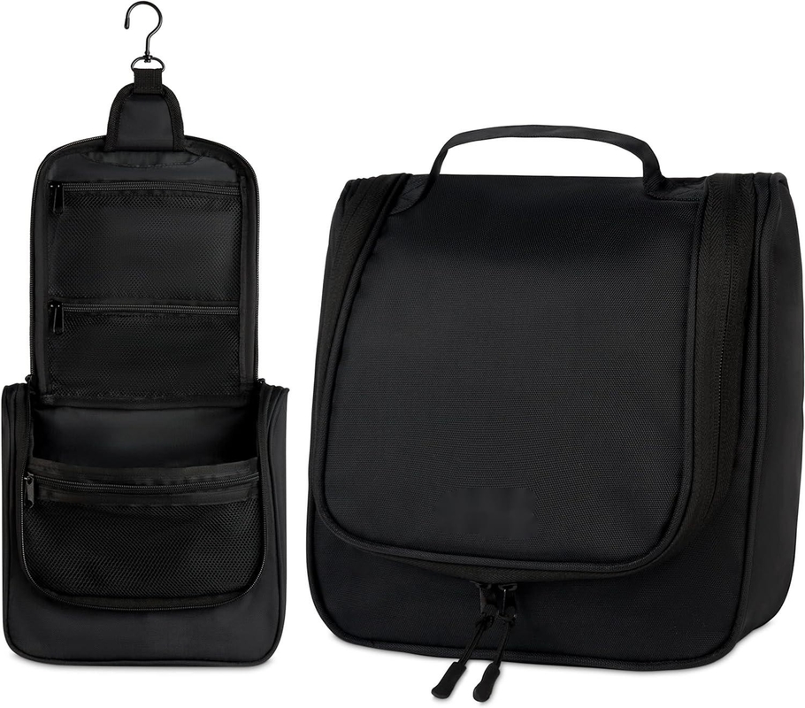 Sac de toilette suspendu pour les voyages en noir pour le maquillage et le rasage