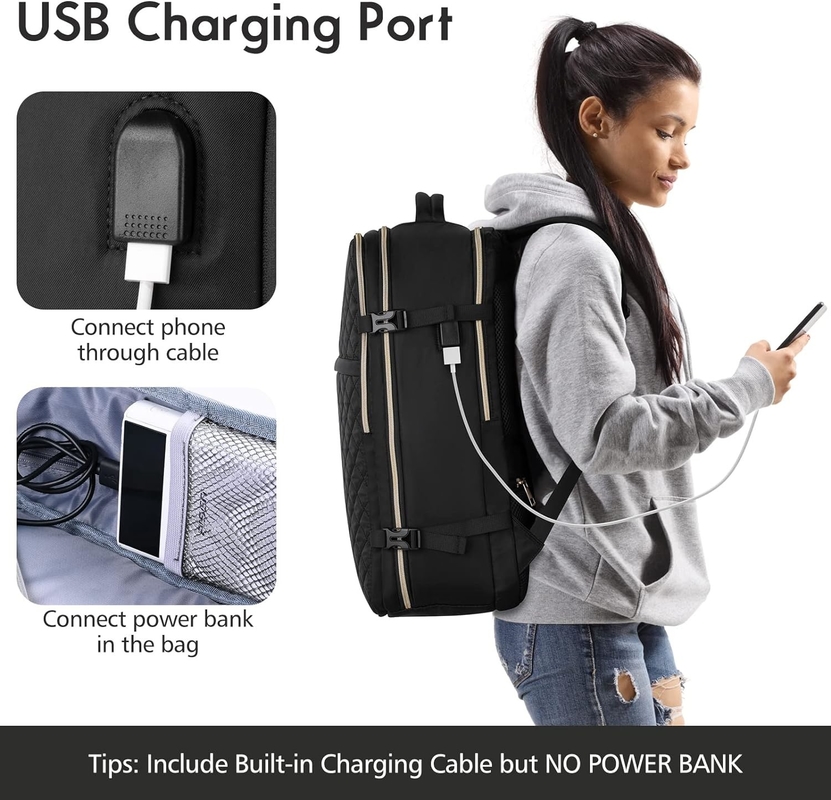 Grand vol approuvé Porte-avion résistant à l'eau anti-vol sac de voyage occasionnel Adapté portable 17 pouces avec port de charge USB
