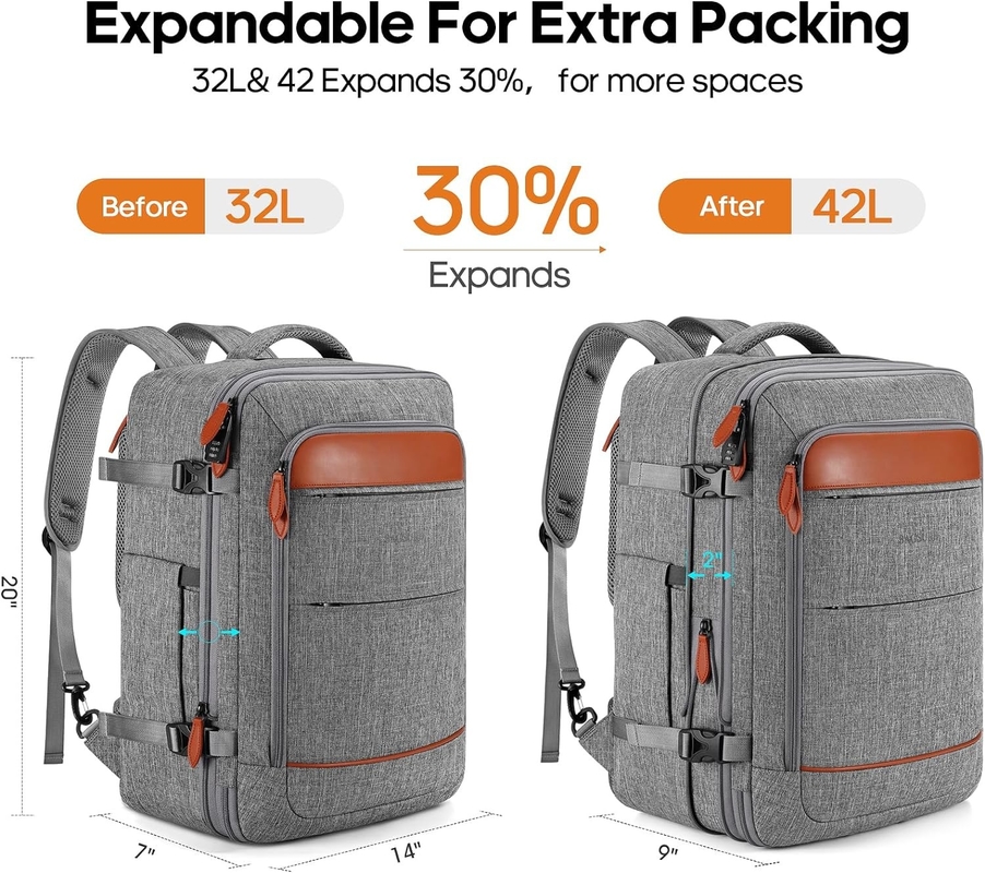 42L Port sur bagage vol approuvé élargissable bretelles cachées sac de voyage week-end avec cubes d'emballage