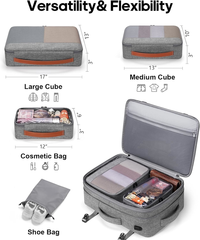 42L Port sur bagage vol approuvé élargissable bretelles cachées sac de voyage week-end avec cubes d'emballage