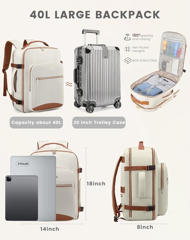Approuvé pour le vol. Parfait pour la randonnée à l'université. Sac de voyage de nuit avec compartiment portable de 17,3 pouces.