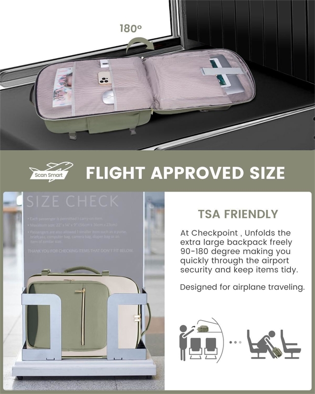 TSA article personnel 40L étanche à l'eau grand sac de voyage approuvé avec 3 cubes d'emballage