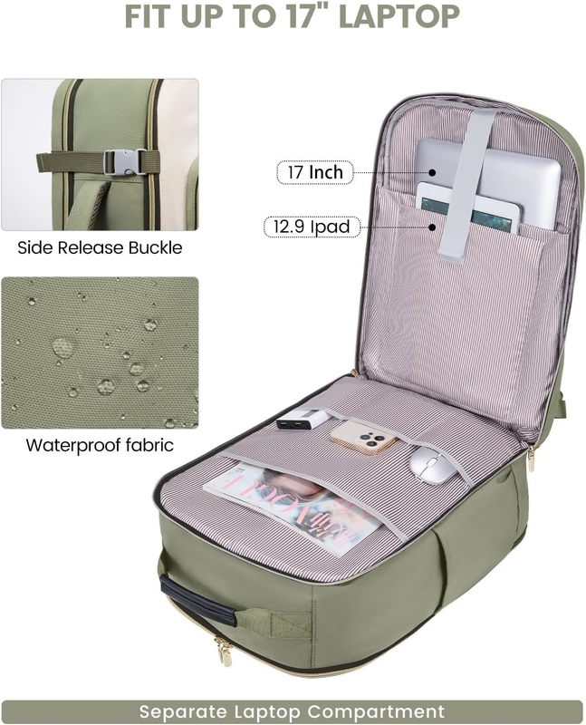 TSA article personnel 40L étanche à l'eau grand sac de voyage approuvé avec 3 cubes d'emballage