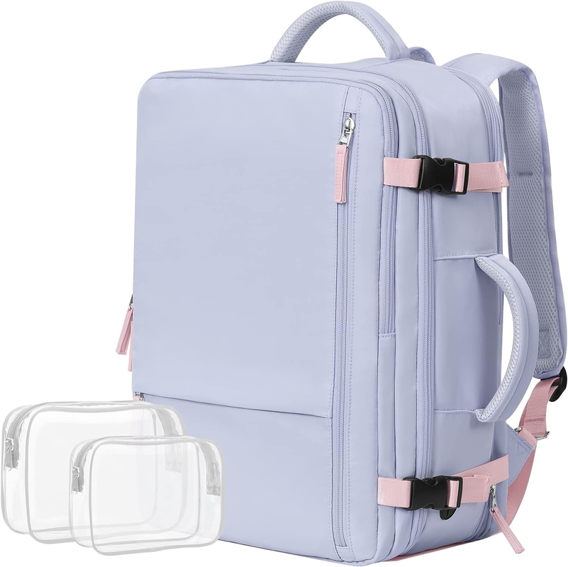 Portable violet de 17,3 pouces Compagnie aérienne approuvée Portez vos bagages comme objets personnels Week-end Randonnée sac de voyage pour femmes