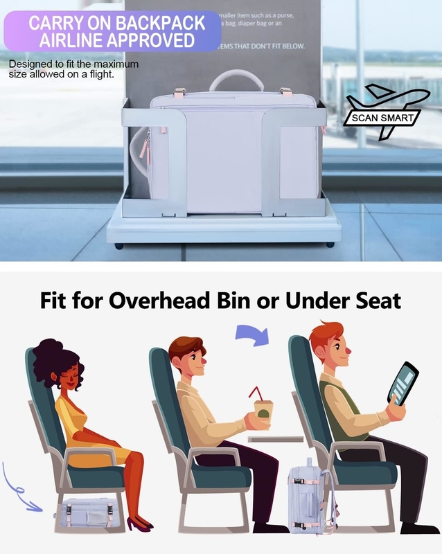 Portable violet de 17,3 pouces Compagnie aérienne approuvée Portez vos bagages comme objets personnels Week-end Randonnée sac de voyage pour femmes