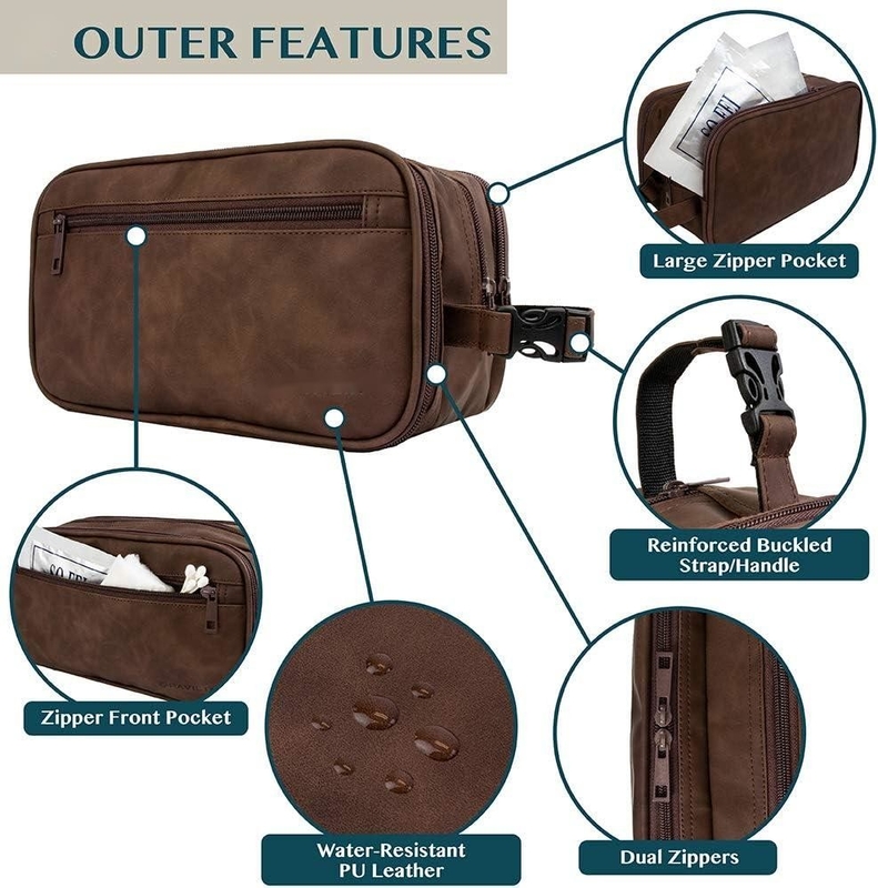 Sac à dos en cuir PU résistant à l'eau, sac de voyage pour les accessoires