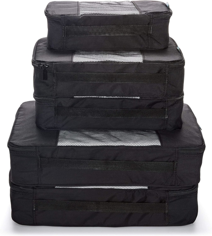 Black Large Capacity Organisation d'emballage de bagages cubes 5 Pack sac de voyage avec maille