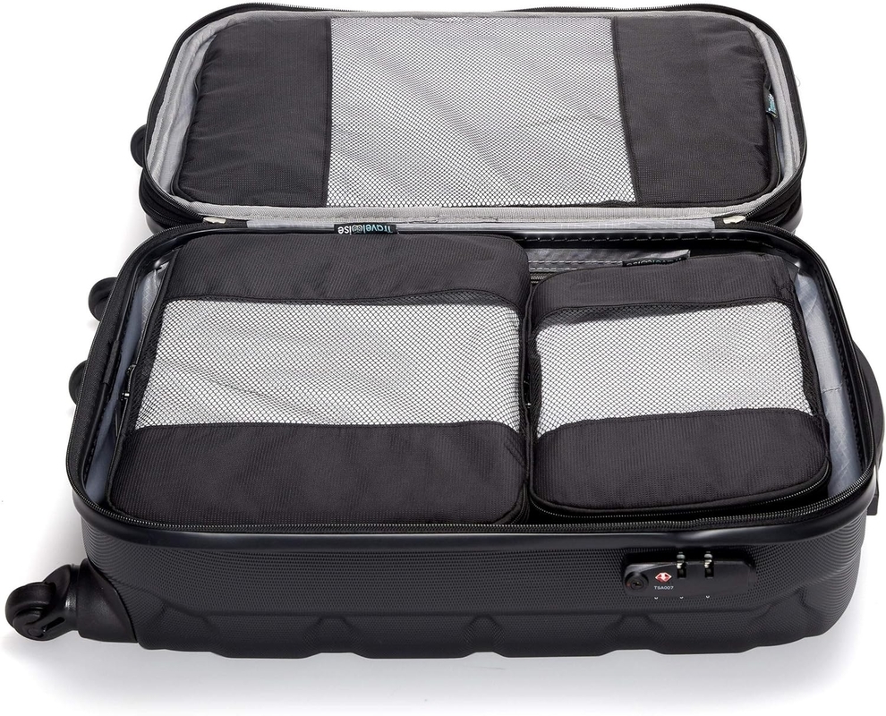 Black Large Capacity Organisation d'emballage de bagages cubes 5 Pack sac de voyage avec maille