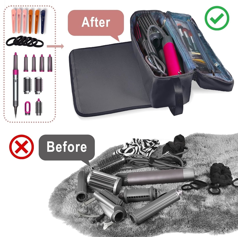 Sac de voyage pour cheveux 2 en 1 avec tapis résistant à la chaleur pour fer plat Détrier Fer à friser et accessoires de coiffure