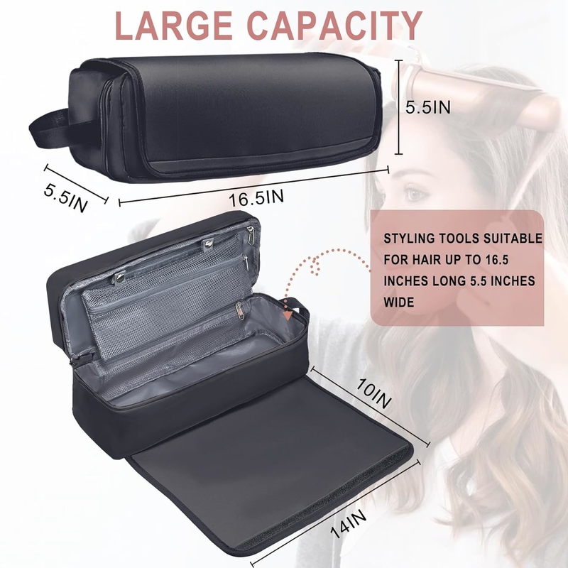 Sac de voyage pour cheveux 2 en 1 avec tapis résistant à la chaleur pour fer plat Détrier Fer à friser et accessoires de coiffure