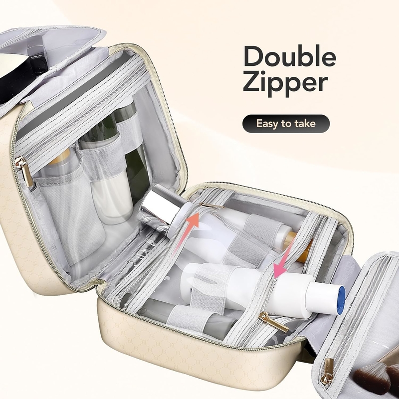 Résistant à l'eau Crémeux Blanc Toilette Maquillage suspendu Organisateur cosmétique Sac de voyage pour les produits de toilette de taille complète Accessoire