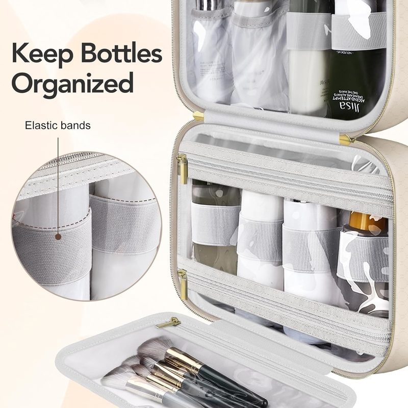 Résistant à l'eau Crémeux Blanc Toilette Maquillage suspendu Organisateur cosmétique Sac de voyage pour les produits de toilette de taille complète Accessoire