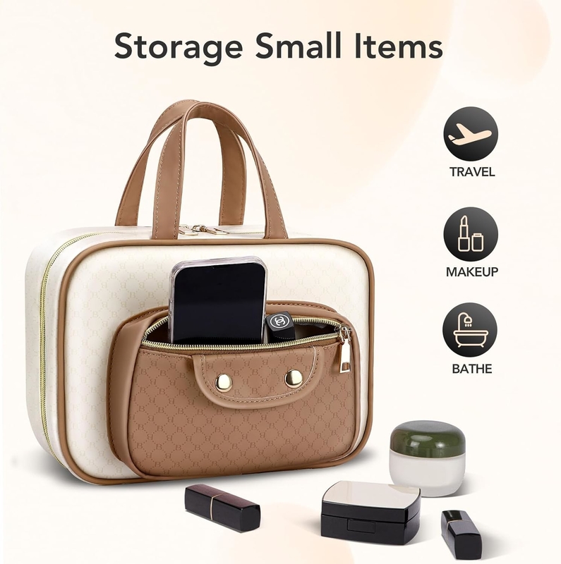 Résistant à l'eau Crémeux Blanc Toilette Maquillage suspendu Organisateur cosmétique Sac de voyage pour les produits de toilette de taille complète Accessoire