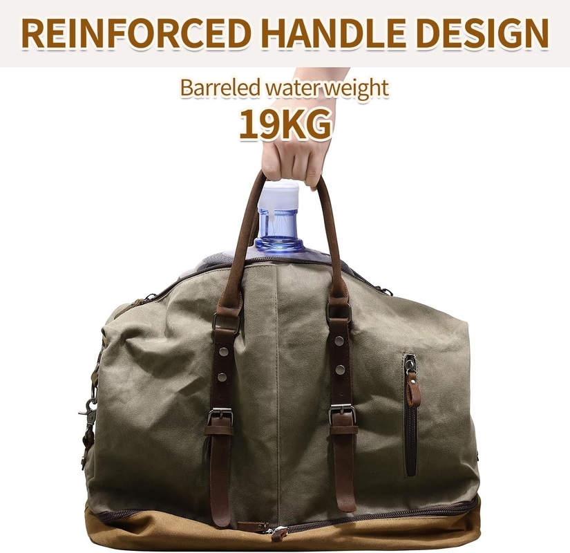 Green Weekender Large Canvas de nuit Porte sur le sport Gym Yoga sac de voyage avec un compartiment chaussure