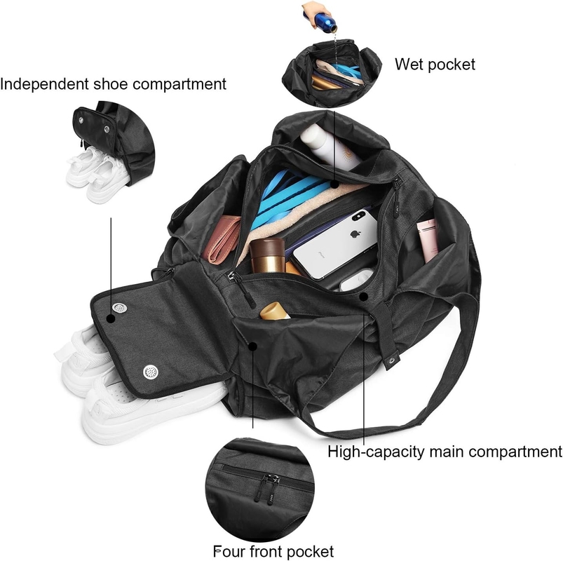 Polyester noir Yoga Gym Sports Sacs personnalisables avec poches de rangement humides et secs