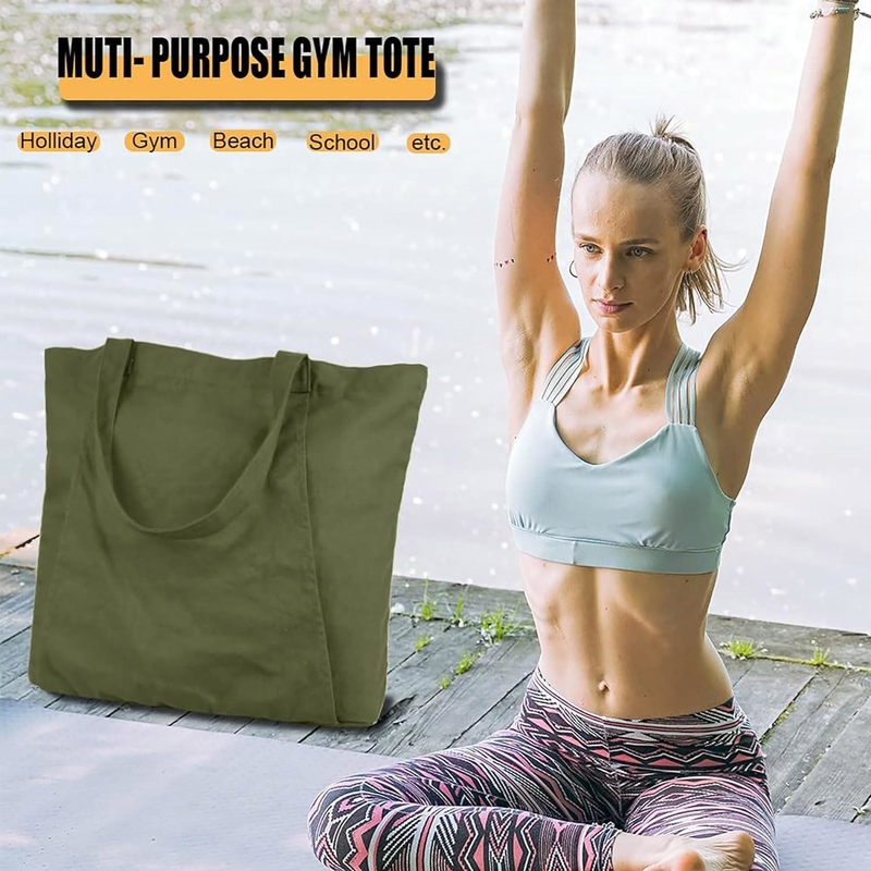 Grand durable couleur verte coton sport personnalisable sacs à dos avec chaussures compartiment poche