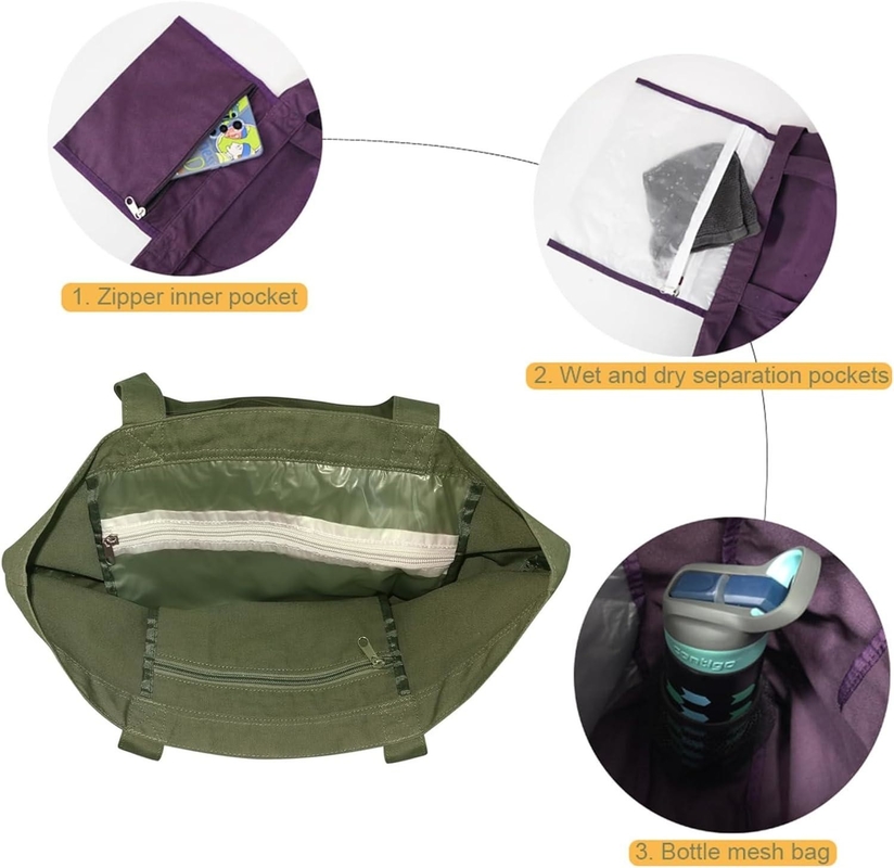 Grand durable couleur verte coton sport personnalisable sacs à dos avec chaussures compartiment poche