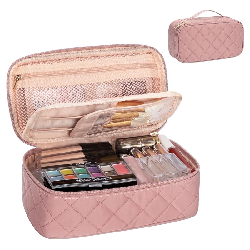 Portable rose mignon petit pinceau de maquillage organisateur sac de voyage personnalisé avec compartiment