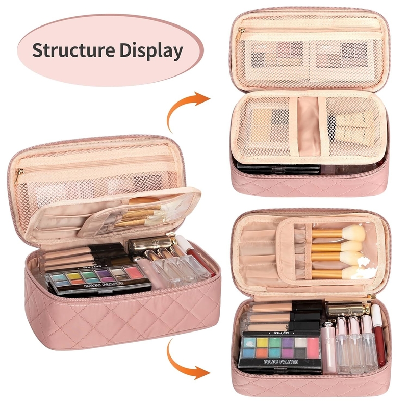 Portable rose mignon petit pinceau de maquillage organisateur sac de voyage personnalisé avec compartiment