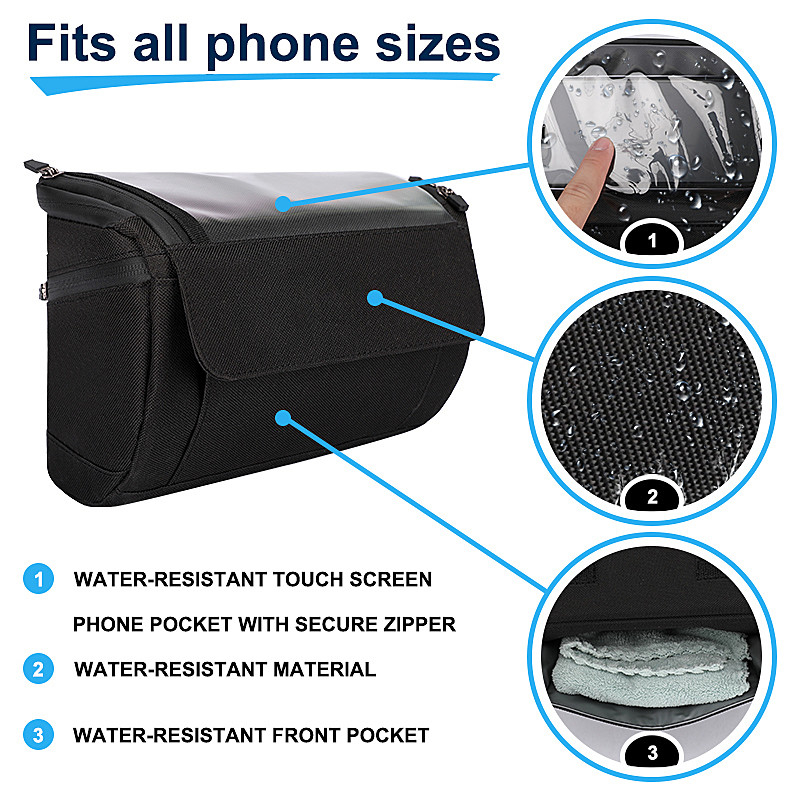 Écran tactile Vélo sac téléphonique Vélo étanche étui téléphonique portefeuille sac extérieur 20x8x10cm