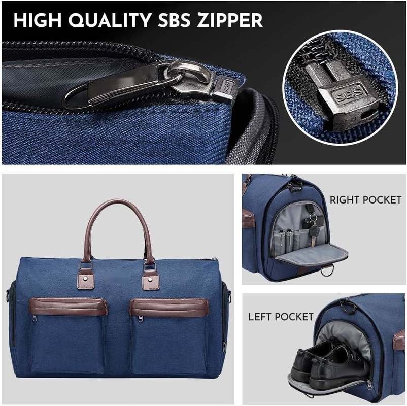 Portez un gros sac suspendu bleu 2 en 1 valise personnalisée sac de voyage avec sac de toilette