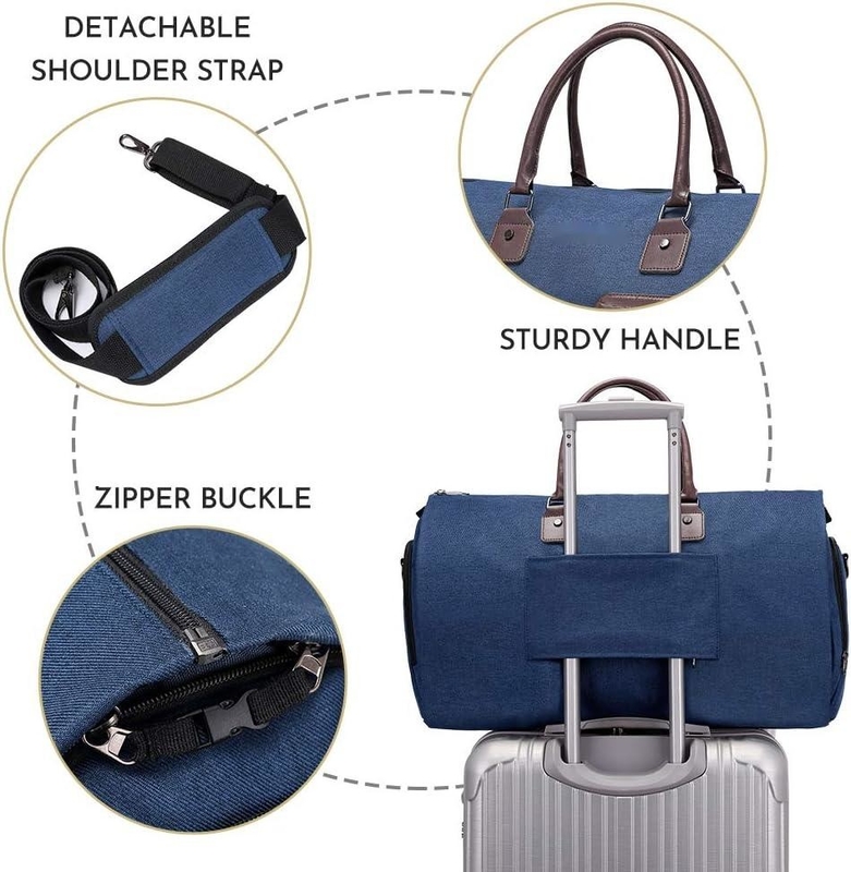 Portez un gros sac suspendu bleu 2 en 1 valise personnalisée sac de voyage avec sac de toilette