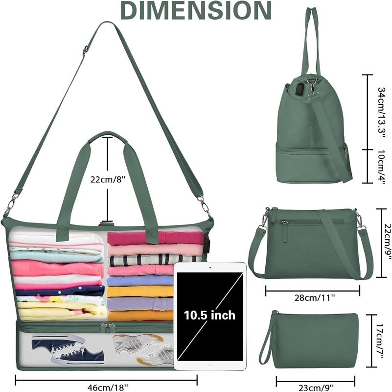 Porte-passe extensible, week-end de gym, doublure personnalisée, avec boîte à chaussures et poche mouillée
