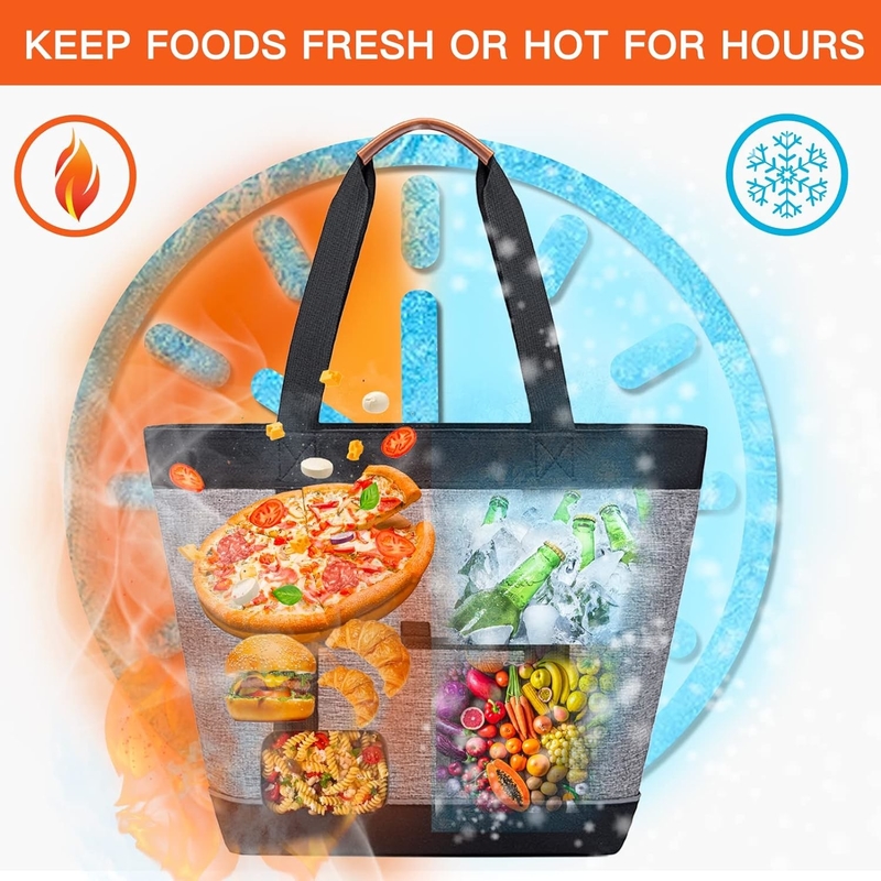 Transport Grand sac isolant réutilisable de l'épicerie Tote Picnic Cooler personnalisé de voyage Pour la nourriture froide ou chaude