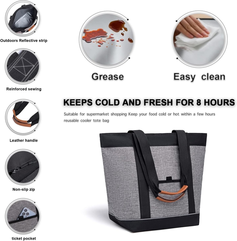 Transport Grand sac isolant réutilisable de l'épicerie Tote Picnic Cooler personnalisé de voyage Pour la nourriture froide ou chaude